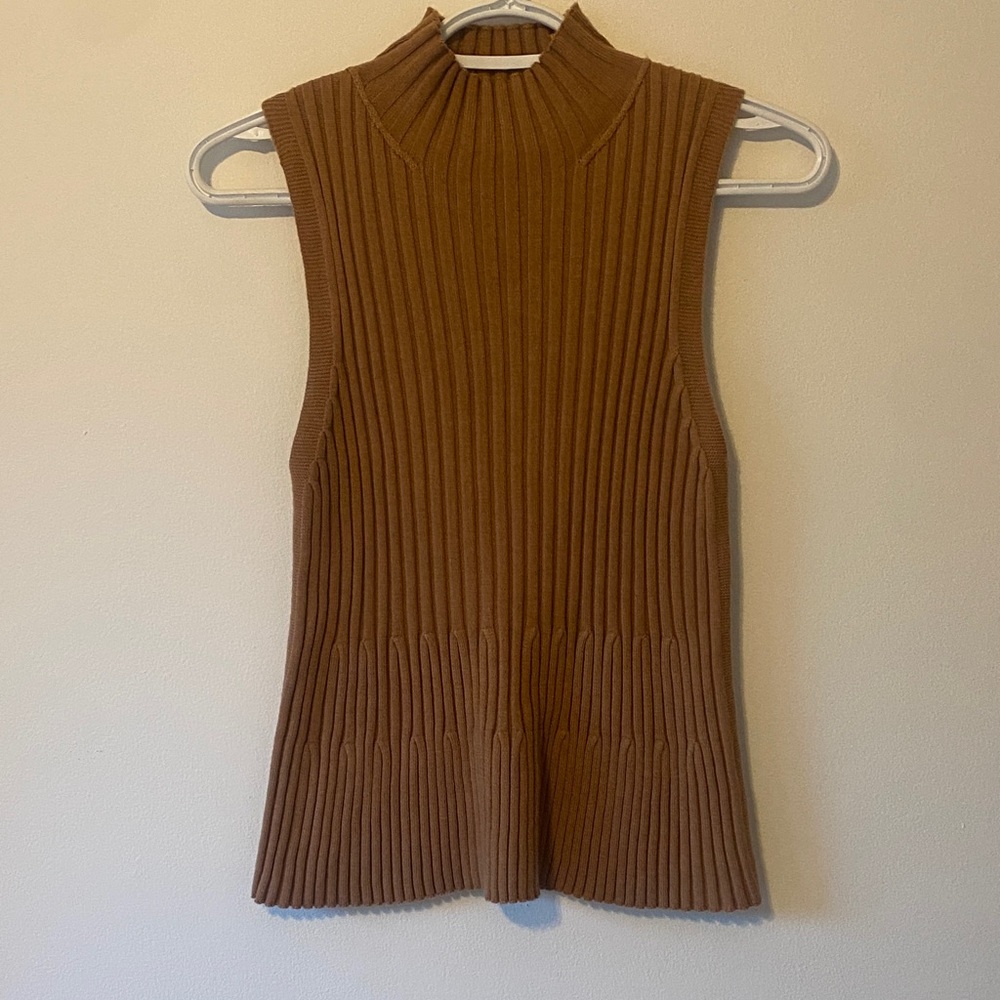 Moth Warm Tan Ribbed Knit Fabric
